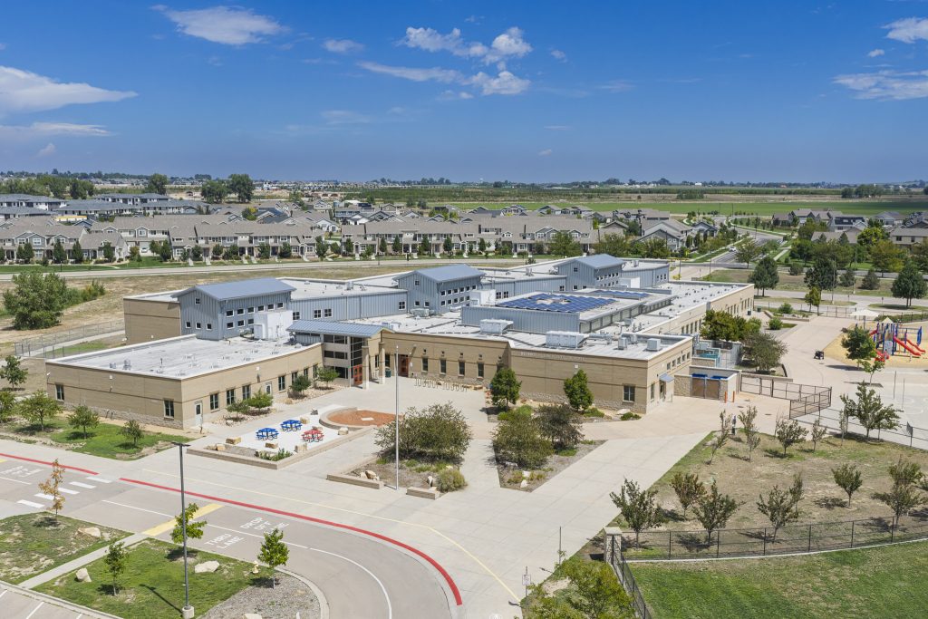 Schools An aerial view of Bethke Elementary School, looking toward the location of the proposed Century pad.